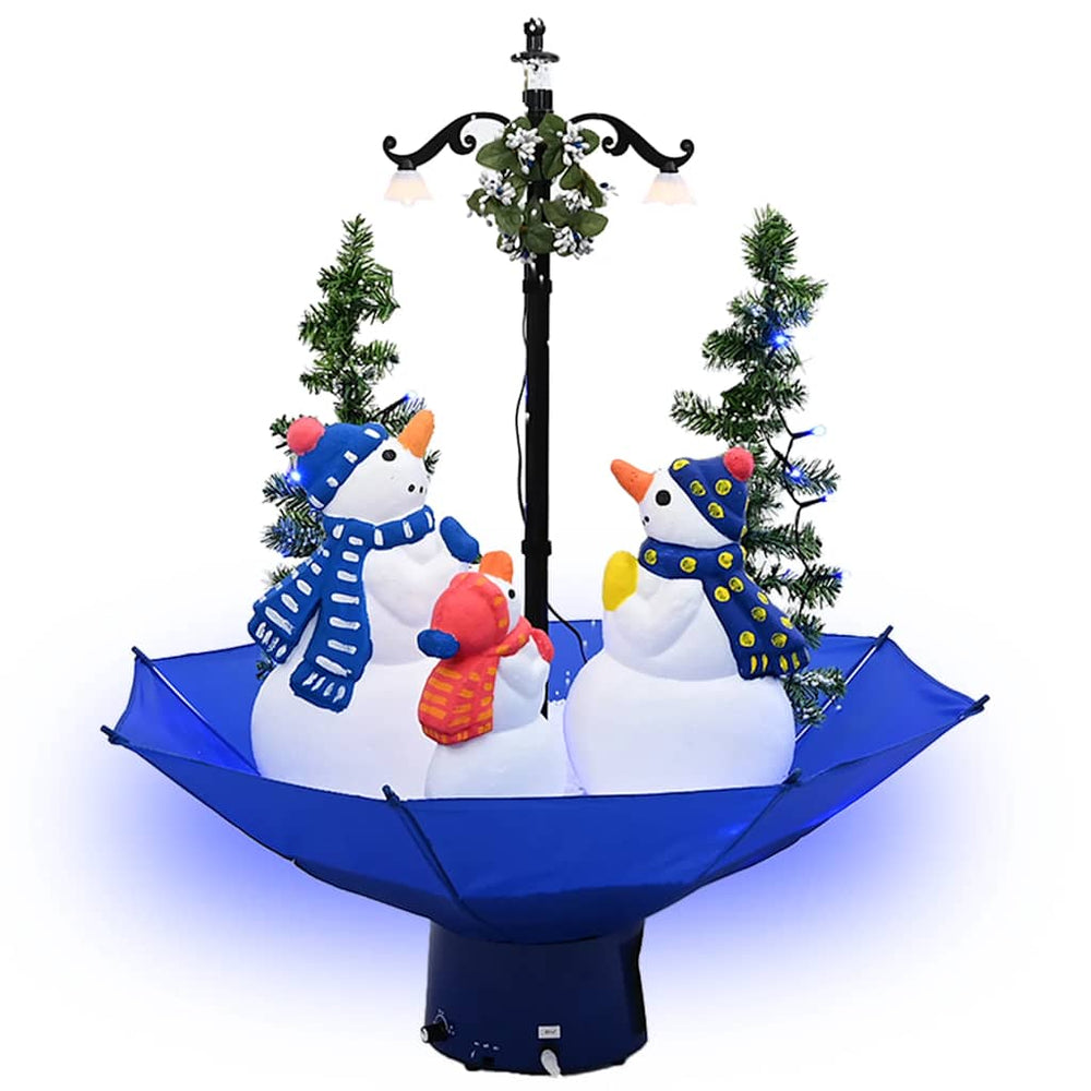 Weihnachtsbaum mit Schnee und Schirm-Fuß Blau 75 cm PVC