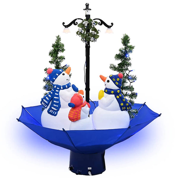 Weihnachtsbaum mit Schnee und Schirm-Fuß Blau 75 cm PVC