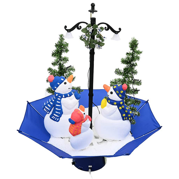 Weihnachtsbaum mit Schnee und Schirm-Fuß Blau 75 cm PVC