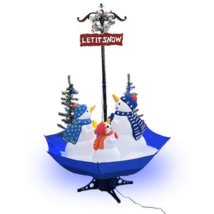 Weihnachtsbaum mit Schnee und Schirm-Fuß Blau 170 cm PVC