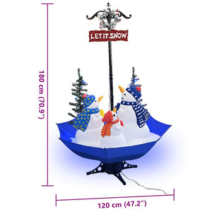 Weihnachtsbaum mit Schnee und Schirm-Fuß Blau 170 cm PVC