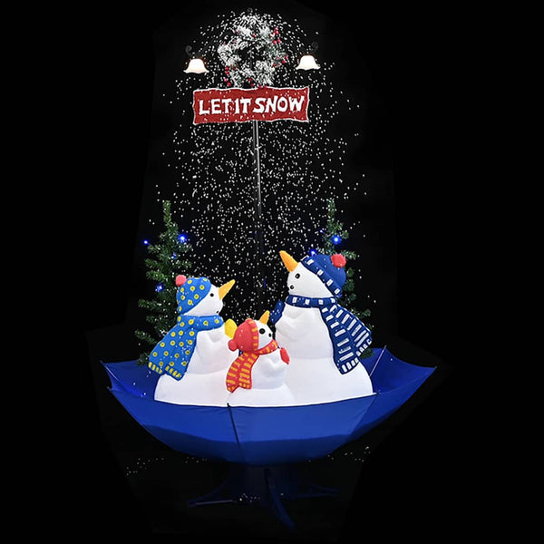Weihnachtsbaum mit Schnee und Schirm-Fuß Blau 170 cm PVC