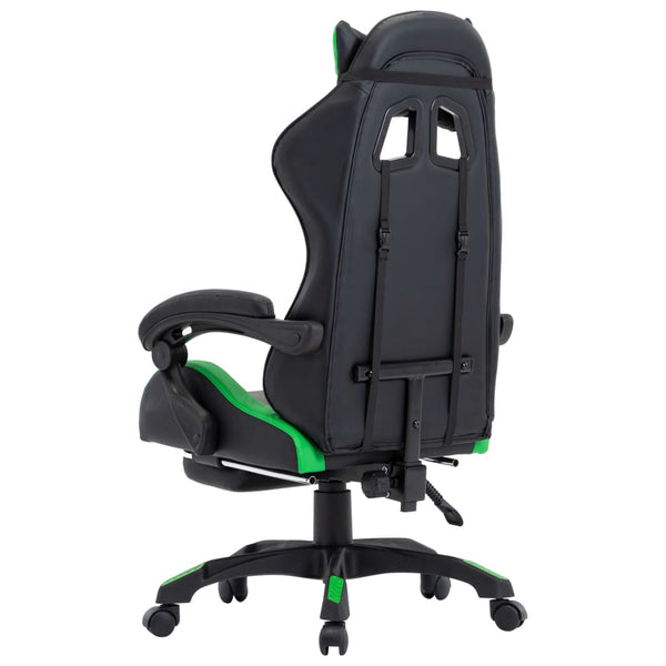Gaming-Stuhl mit Fußstütze Grün und Schwarz Kunstleder