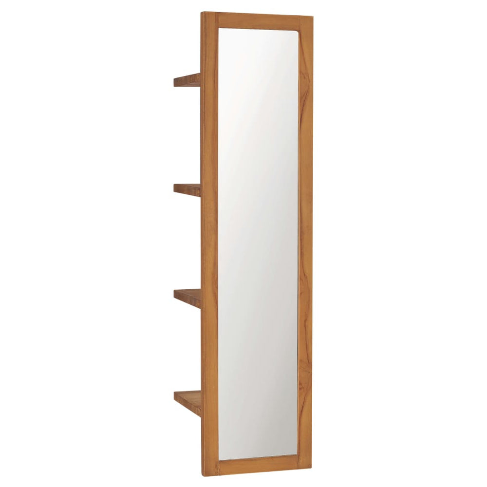 vidaXL Miroir mural avec étagères 30x30x120 cm en teck massif