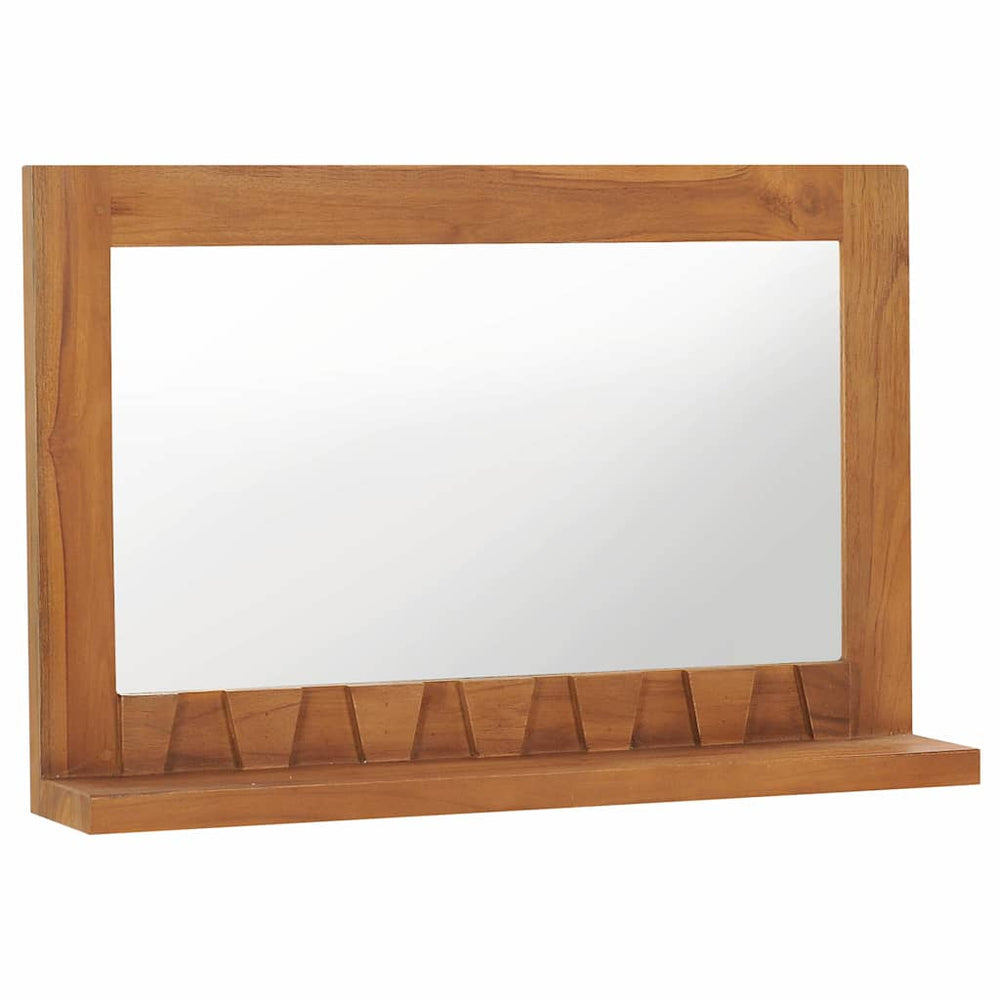 vidaXL Miroir mural avec étagère 60×12×40 cm Bois de teck massif
