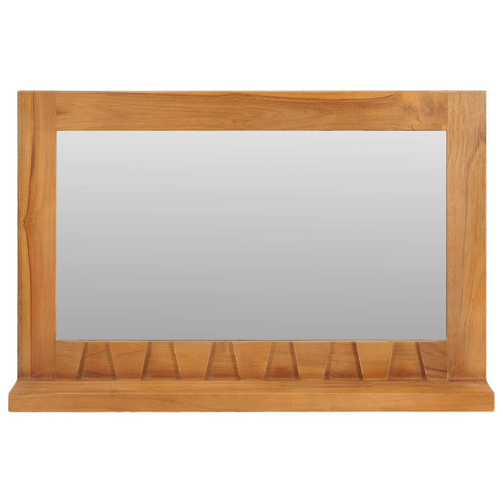 vidaXL Miroir mural avec étagère 60×12×40 cm Bois de teck massif