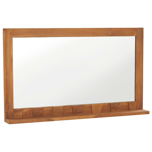 Wandspiegel mit Regal 100×12×60 cm Teak Massivholz