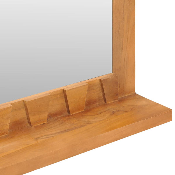 Wandspiegel mit Regal 100×12×60 cm Teak Massivholz
