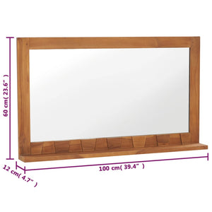 Wandspiegel mit Regal 100×12×60 cm Teak Massivholz