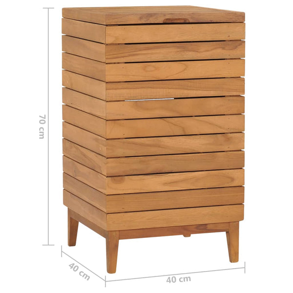Wäschekorb 40×40×70 cm Teak Massivholz