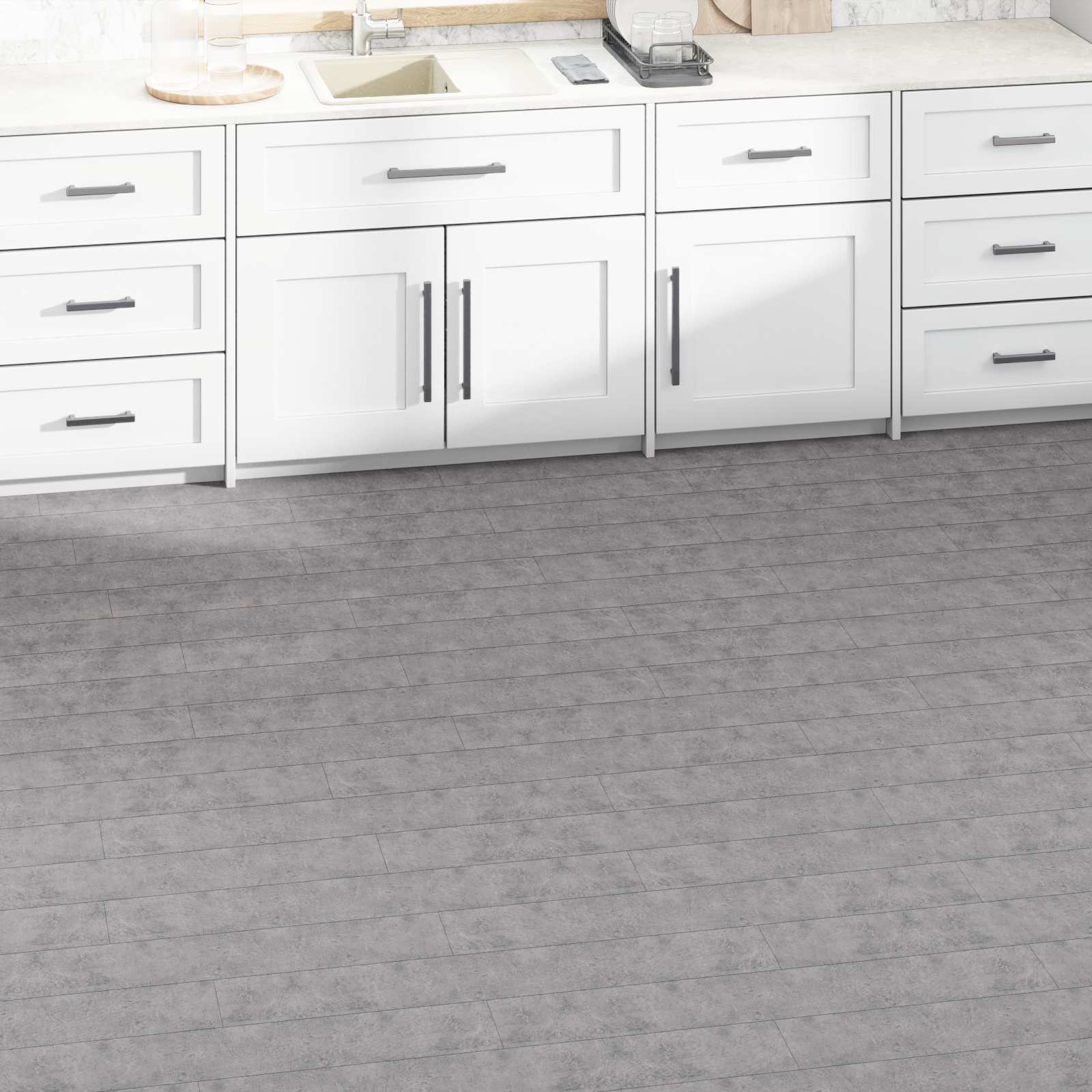 Selbstklebende Bodenplanken Zementbraun PVC 5,02 m²