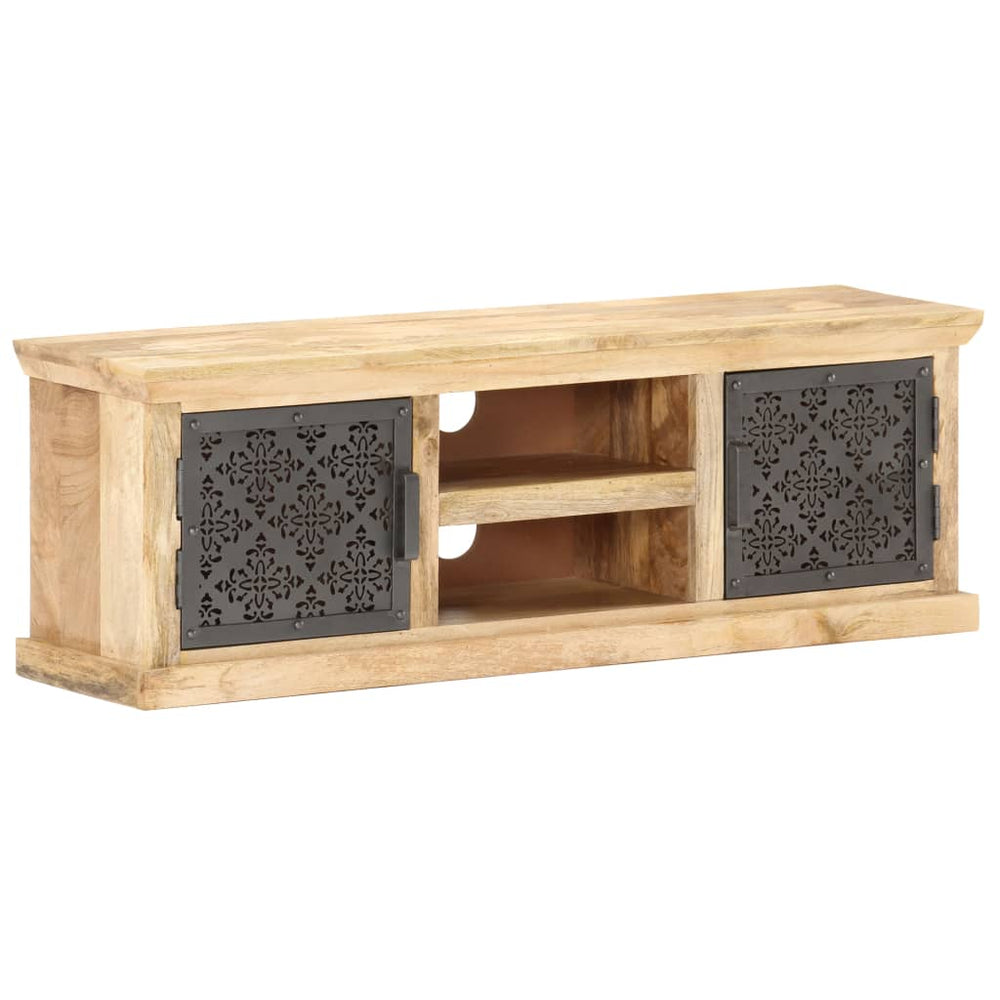 vidaXL Meuble TV avec portes en acier 120x30x40 cm Bois de manguier massif