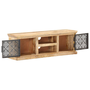 vidaXL Meuble TV avec portes en acier 120x30x40 cm Bois de manguier massif