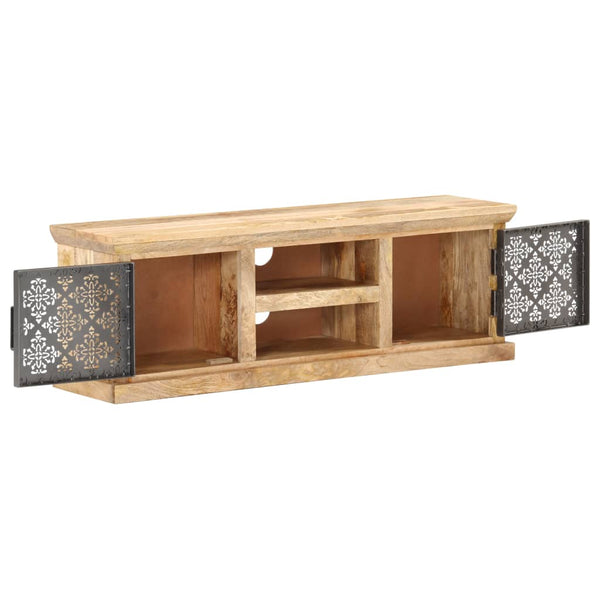 vidaXL Meuble TV avec portes en acier 120x30x40 cm Bois de manguier massif