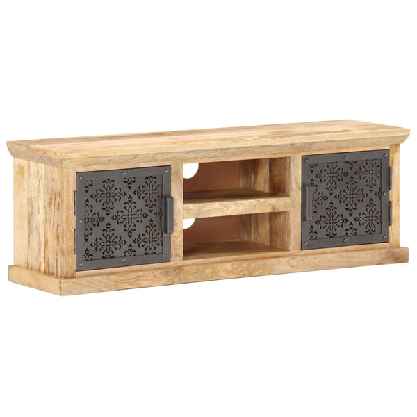 vidaXL Meuble TV avec portes en acier 120x30x40 cm Bois de manguier massif
