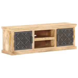 vidaXL Meuble TV avec portes en acier 120x30x40 cm Bois de manguier massif