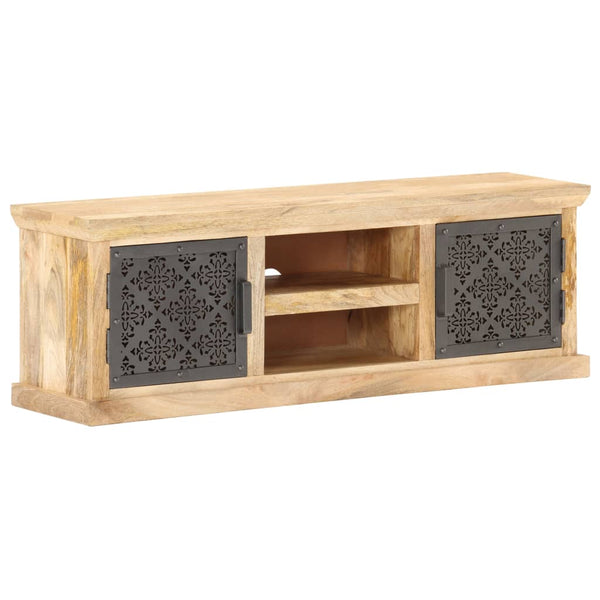 vidaXL Meuble TV avec portes en acier 120x30x40 cm Bois de manguier massif