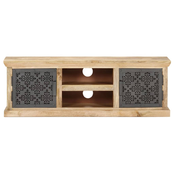 vidaXL Meuble TV avec portes en acier 120x30x40 cm Bois de manguier massif