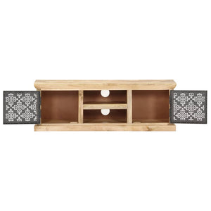 vidaXL Meuble TV avec portes en acier 120x30x40 cm Bois de manguier massif