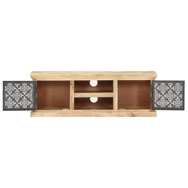 vidaXL Meuble TV avec portes en acier 120x30x40 cm Bois de manguier massif