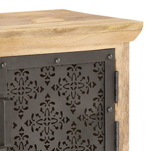 vidaXL Meuble TV avec portes en acier 120x30x40 cm Bois de manguier massif