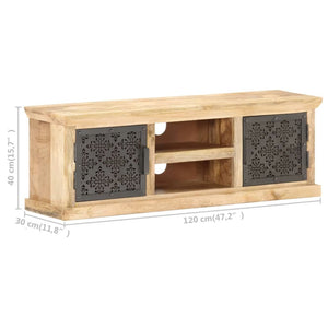 vidaXL Meuble TV avec portes en acier 120x30x40 cm Bois de manguier massif