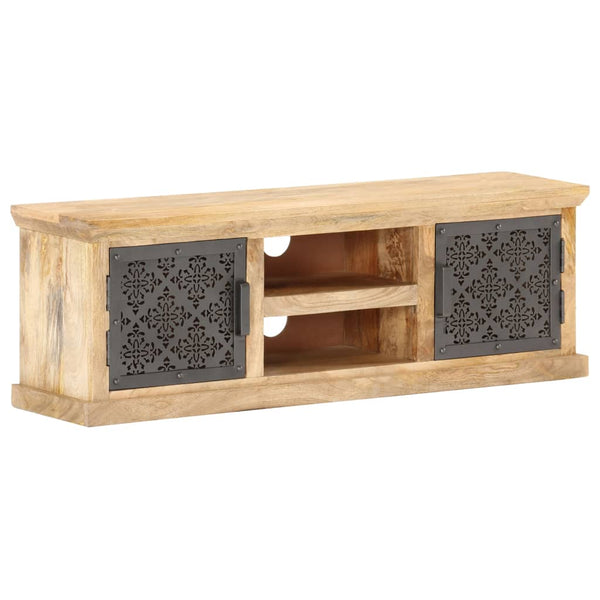 vidaXL Meuble TV avec portes en acier 120x30x40 cm Bois de manguier massif