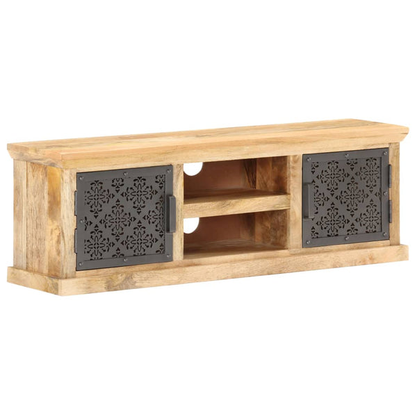 vidaXL Meuble TV avec portes en acier 120x30x40 cm Bois de manguier massif
