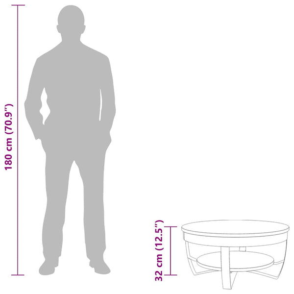 Couchtisch 65x65x32 cm Massivholz Akazie