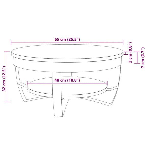 Couchtisch 65x65x32 cm Massivholz Akazie