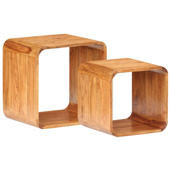 Beistelltische 2 Stk. Massivholz mit Honigfarbenem Finish