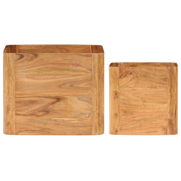 Beistelltische 2 Stk. Massivholz mit Honigfarbenem Finish