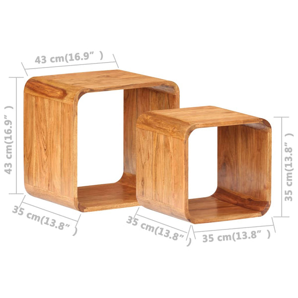 Beistelltische 2 Stk. Massivholz mit Honigfarbenem Finish