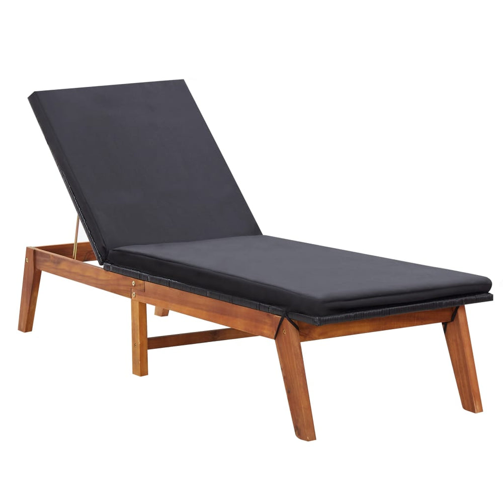 Sonnenliegen 2 Stk. mit Tisch Poly Rattan und Massivholz Akazie