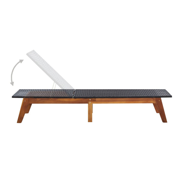 Sonnenliegen 2 Stk. mit Tisch Poly Rattan und Massivholz Akazie