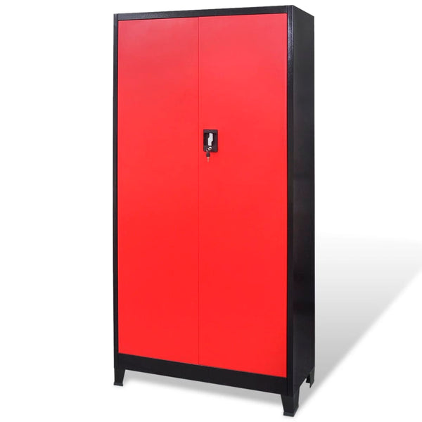 Werkzeugschrank mit Werkzeugtruhe Stahl 90x40x180cm Rot Schwarz