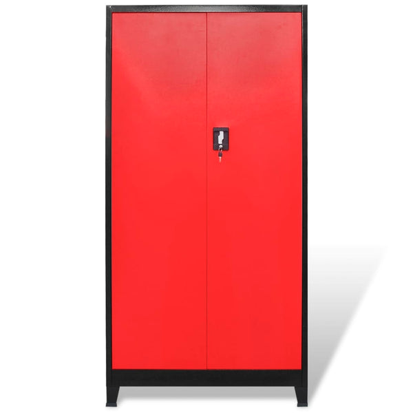 Werkzeugschrank mit Werkzeugtruhe Stahl 90x40x180cm Rot Schwarz