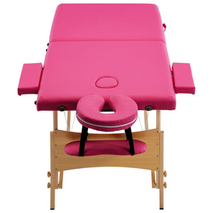 Massageliege Klappbar 2-Zonen mit Holzgestell Rosa