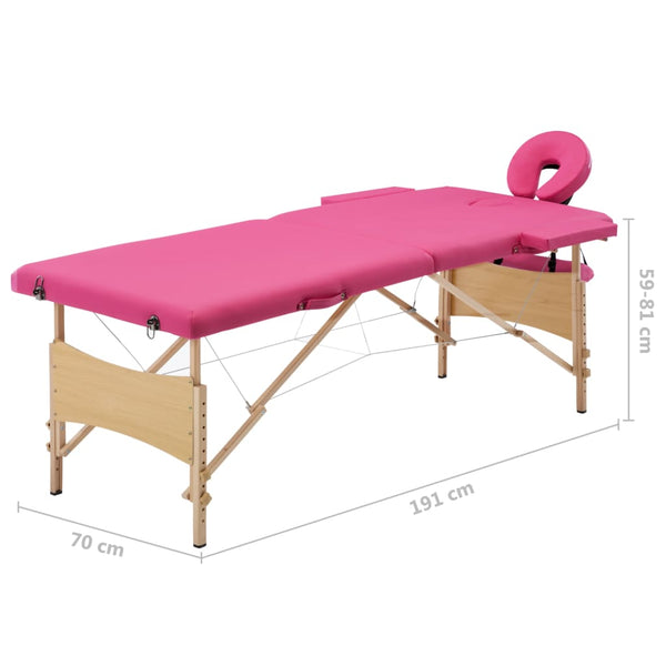 Klappbare Massageliege 2-Zonen Rosa