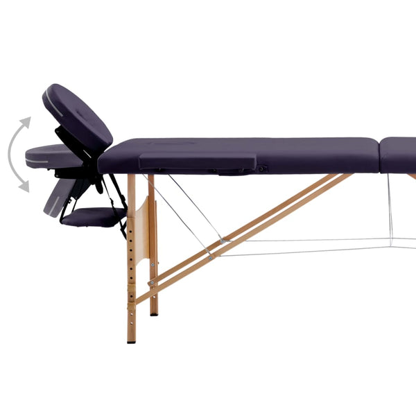 Klappbare Massageliege 2-Zonen Lila Holz