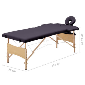 Klappbare Massageliege 2-Zonen Lila Holz