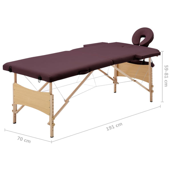 Klappbare Massageliege 2-Zonen Bordeaux-Lila