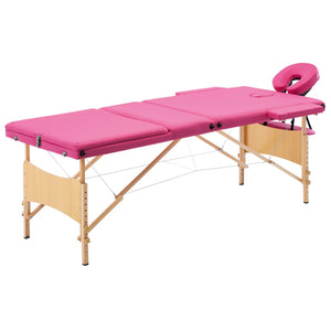 Klappbare 3-Zonen Massageliege Rosa
