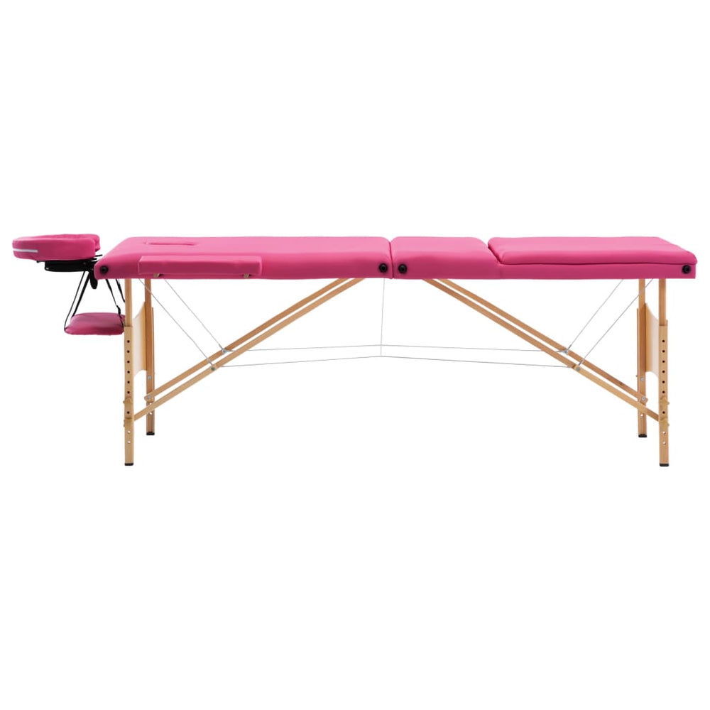 Klappbare 3-Zonen Massageliege Rosa