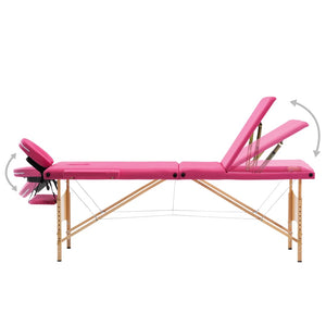 vidaXL Table de massage pliante 3 zones avec cadre en bois Rose