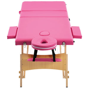 vidaXL Table de massage pliante 3 zones avec cadre en bois Rose