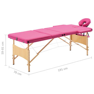 Klappbare 3-Zonen Massageliege Rosa