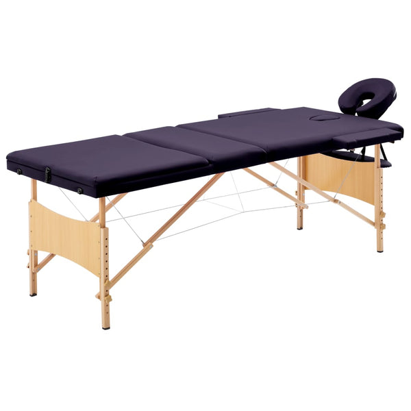 Klappbare Massageliege 3-Zonen Holz Lila