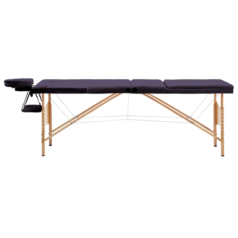 Klappbare Massageliege 3-Zonen Holz Lila