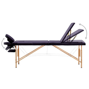 Klappbare Massageliege 3-Zonen Holz Lila